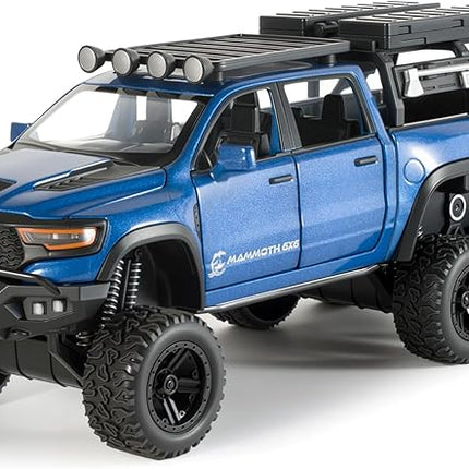 Toy Trucks for Boys 1/32 Diecast Trucks Mammoth Model Truck,Collectible Pickup Truck Model Kit,Pull Back Cars with Lights and Sounds,Toy Trucks for Boys Age 4-7（Blue）
