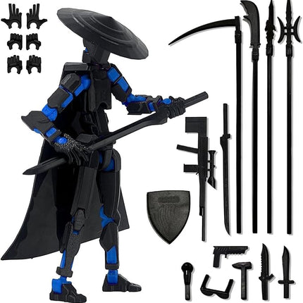 Already Assembled T13 Action Figure Accessories,Dummy 13 T13 Multi-Jointed Movable 3D Printed Toys (Black Blue)