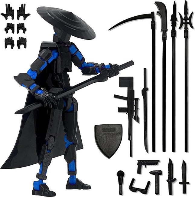 Already Assembled T13 Action Figure Accessories,Dummy 13 T13 Multi-Jointed Movable 3D Printed Toys (Black Blue)