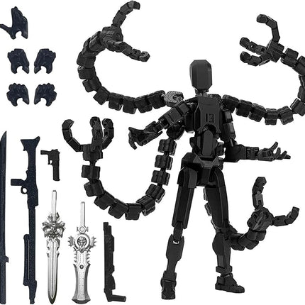 Assembly Completed 7.2inch T13 Action Figure 3D Printed Multi-Jointed Movable T13 Nova 13 Robot 13 Action Figure Desktop Decorations for Game Lovers (Black2)
