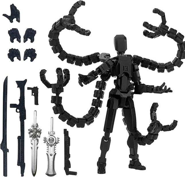 Assembly Completed 7.2inch T13 Action Figure 3D Printed Multi-Jointed Movable T13 Nova 13 Robot 13 Action Figure Desktop Decorations for Game Lovers (Black2)