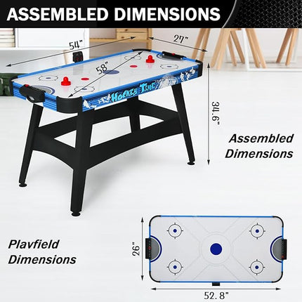 58" Air Hockey Table, Arcade Powered Air Hockey Game Table with Powerful Motor, Digital LED Scoreboard, Hockey Table Gaming Set Includes 2 Pucks & 2 Pushers for Home Game Room