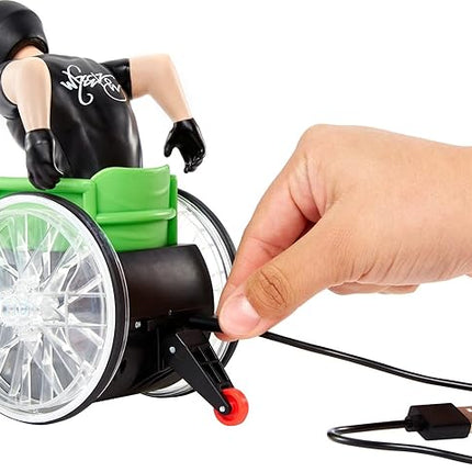 Hot Wheels RC Aaron Wheelz Wheelie Chair, Remote-Control Wheelchair with Motocross Aaron "Wheelz" Fotheringham Figure
