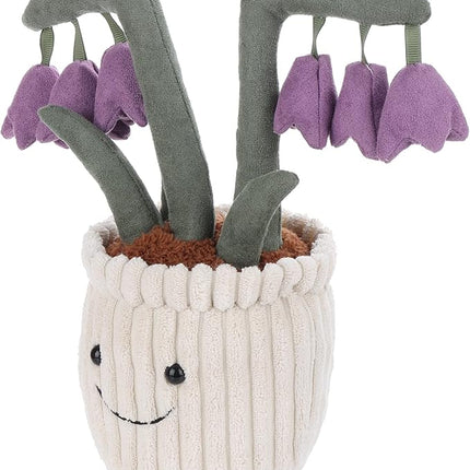 Apricot Lamb Soft Flores Convallariae Plant Plush Toy, Stuffed Purple Flower Pot, Kawaii Plushie for Kids