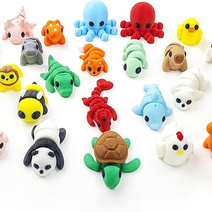 25PCS Animals Figures, Mini 3D Printed Animals Fidget Toys for Halloween, Fun Party Favors for Kids, Unique Birthday Gift, Classroom Rewards, 3D Printed Desk Pets Articulated Toy
