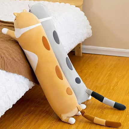 Long Cat Plush Pillow Soft Cat Hugging Pillow Stuffed Animal Pillow Cute Kitty Throw Pillow Gift for Boys Girls(50cm/19.68inch,Pink