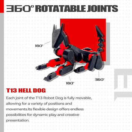 T13 Action Figure Set (Assembly Completed),Dummy 13,Titan 13 Action Figures,3D Printed Toys Multi-Jointed Movable (Black/Red)