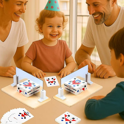 2 Pcs Wooden Mirror Cube Puzzle Game, Spatial Thinking & Pattern Matching Puzzle Game, Educational Board Game Toy for Kids and Adults
