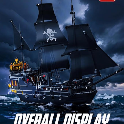 dOvOb Pearl Pirate Ship Mini Blocks Building Set - 1424PCS Construction STEM Black Boat Collection Display Set for Adults and Teen