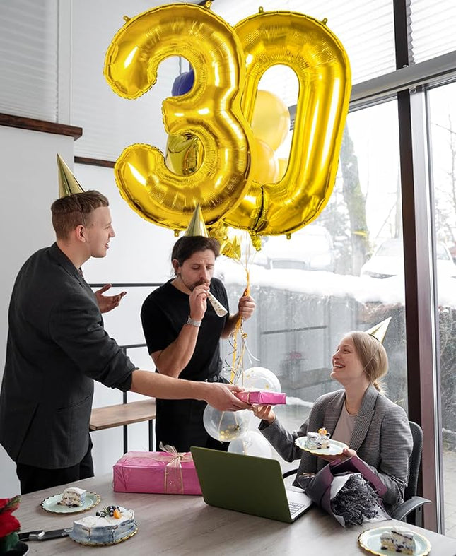 Smlpuame 40 inch Number Balloon 0-9 Gold Large Number 90 Balloons,Digital Balloons for Birthday Party Celebration Decorations Supplies, Helium Foil Number Balloons for Wedding Anniversary