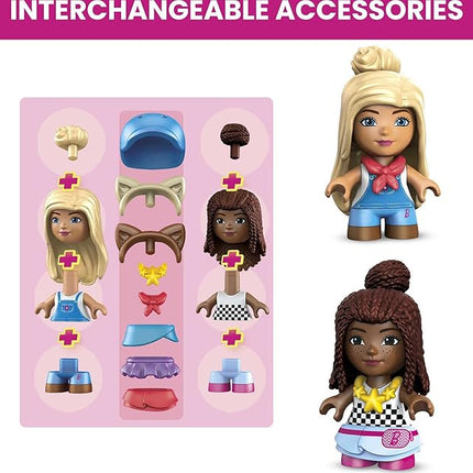 Mega Barbie Pets Horse Toy Building Set with 3 Micro-Dolls and Accessories, 9 Pets, Easy-to-Build Horse Stables Playset,