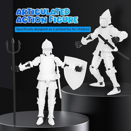 Toyvian 1set Articulated Medieval Knight Action Figure Accessories Poseable Robot Toy for Creative Play Includes Dual Helmets and Hand Styles Desktop Ornament and Shelf Decoration
