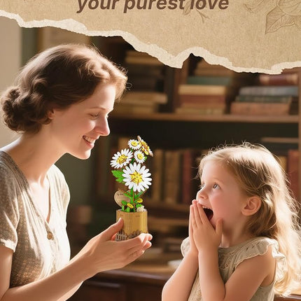 3D Flower Wooden Puzzles for Adults-Daisy, Wooden Flowers Model Kit Set DIY Crafts to Build, Mother's Day/Botanical Collection/Ideal Creative Gift Ideas/Housewarming