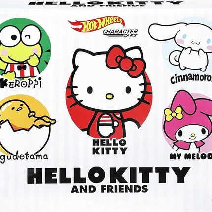 Hot Wheels Sanrio Toy Character Car 5-Pack in 1:64 Scale: Hello Kitty, Keroppi, Gudetama, Cinnamaroll & My Melody, Set for Kids & Collectors
