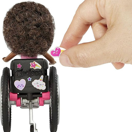 Barbie Chelsea Doll & Wheelchair with Moving Wheels, Ramp, Sticker Sheet & Accessories, Small Doll with Curly Brown Hair
