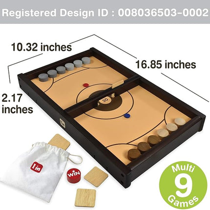 Big Shooz n TOZZ : Wooden Multi Tabletop Indoor Portable Board Games for Kids and Family