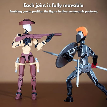 Spartan and Cowboy t13 Action Figure｜2-Pack 5.4 inches｜Assembly Completed｜ 3D Printed Dummy 13 Action Figure for Collectors｜Lucky 13 Gift for Friends