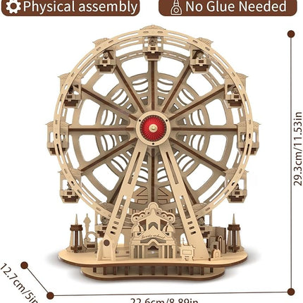 3D Wooden Puzzles for Adults, 242 PCS 3D Puzzles for Adults- Brain Teaser Wooden Puzzles for Father/Son, Gifts for Fathe/Son, Decompression 3D Puzzle Wood Models Kits (3.Ferris Wheel)
