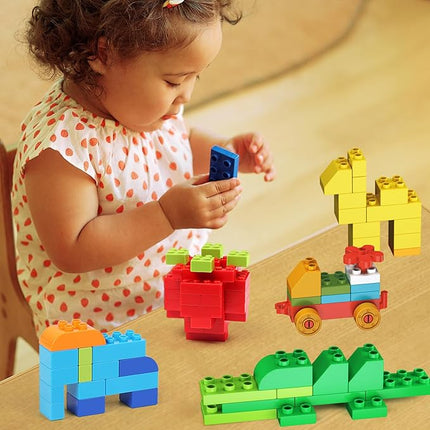 Cutedeer 258 Piece Classic Big Building Blocks Set for Kids Toddlers Compatible with All Major Brands, Large Building Bricks STEM Toys with Gift Box for All Ages Boys Girls