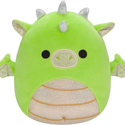 Squishmallows Original 7-Inch Fantasy Box Set – EYK Lime Green Dragon, Gala Teal and Pink Griffin, Minya Purple Galaxy Mushroom, Ziv Sugar Glider with Crown – Official Jazwares Plush (Little)