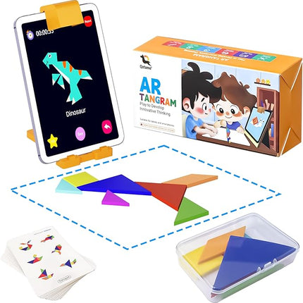 Qxtamo® Innovative AR Tangrams Puzzles Games, 1000+ Animated Sensory Toys, Family Travel Learning Education STEM Toys Birthday Gift Party Favors for Kids Children Boys Girls Teens, Ages 3+ Year Old