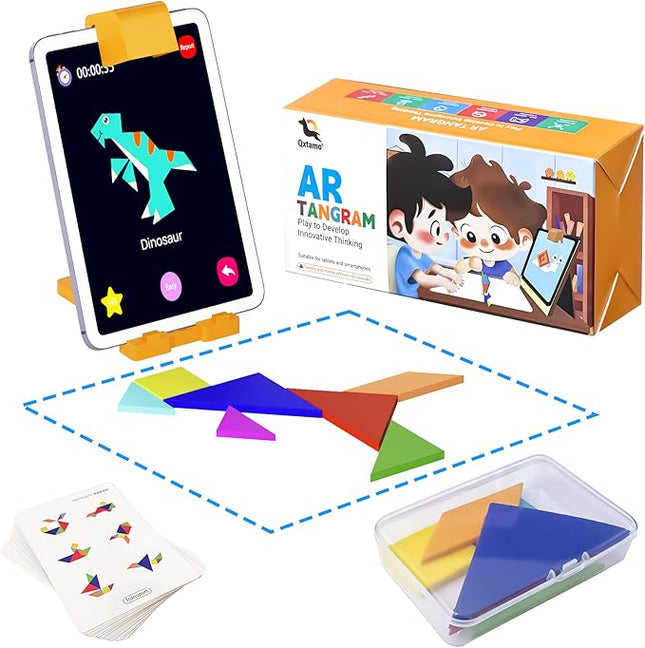Qxtamo® Innovative AR Tangrams Puzzles Games, 1000+ Animated Sensory Toys, Family Travel Learning Education STEM Toys Birthday Gift Party Favors for Kids Children Boys Girls Teens, Ages 3+ Year Old