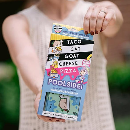 Taco Cat Goat Cheese Pizza Pool Edition Wildly Entertaining Waterproof Card Game for Outdoor Game Days | Easy to Play with 10 Minute Rounds | Fun for Kids, Teens, Adults, and Families | 2-8 Players