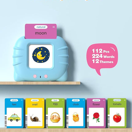 Talking Flash Cards for Toddlers 1 2 3 4 Year Olds, Montessori Language Learning with 224 Words, Pocket Speech Therapy and Autism Playthings, Children's Sensory Educational Device