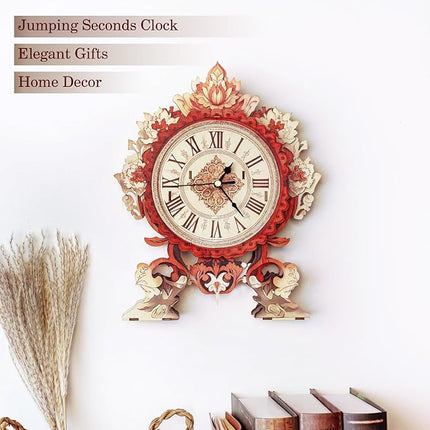 3D Wooden Puzzles for Adults Fire Flower Clock - Flame Flower Wall ‌‌Clock Puzzle DIY Model Kit Christmas Creative Art Craft Gift Home Decor for DIY Enthusiasts, Brain Teaser Building Birthday Gifts