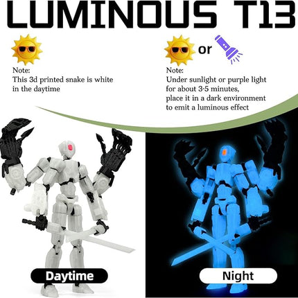 8Inch T13 Action Figure Assembly Completed,3D Printed Multi-Jointed Movable Toy Nova 13 Action Figures Desktop Decorations for Game Lovers Toy (Luminous Blue)