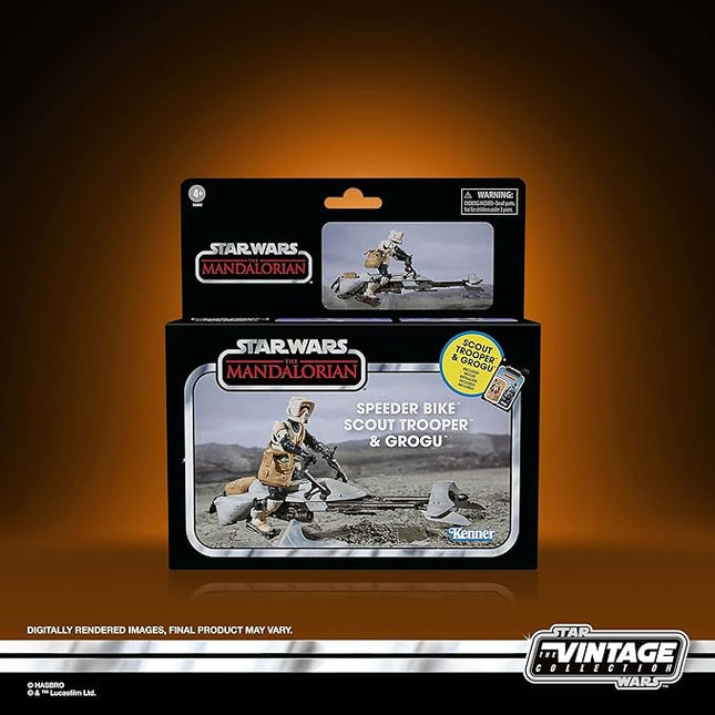 STAR WARS The Vintage Collection Speeder Bike, Scout Trooper & Grogu, The Mandalorian 3.75-Inch Vehicle & Action Figures, Ages 4 and Up