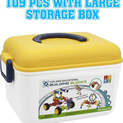 Building Toys,109 Piece STEM Toys for Kids Ages 3 4 5 6 7 8 9 10 11 12 Years Old Boys and Girls Christmas Birthday Gifts Children Building Blocks Creative and Educational Kids Toys Projects