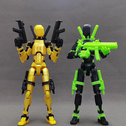 T13 Action Figure with Lots of Accessories,3D Printed Multi-Jointed Titan13 Figure,Gold Dummy 13 Desktop Decorative Toy