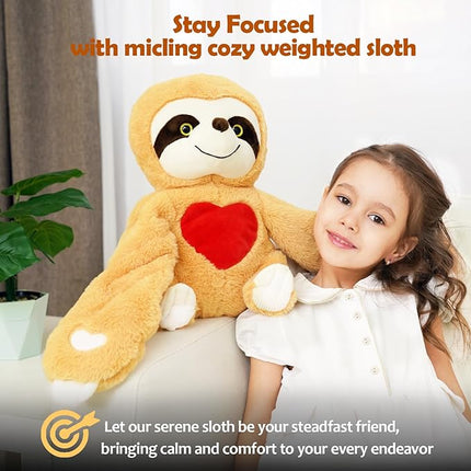 Weighted Stuffed Animal - Brown Sloth 4.5 lbs, Ideal for Sensory Needs, Austism & Anxiety | Comfort & Relaxation for Both Kids and Adults Valentines