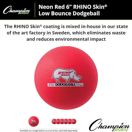 Champion Sports® Rhino Skin® Low Bounce Dodgeball Sets & Singles for Playground, PE, Backyard & League Games – Team Sports Equipment for Youth & Adults