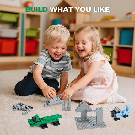 500 Piece Classic Building Bricks and 1 Gray Baseplate, 2x4 Bricks Bulk Creative Building Toys, Blocks Bulk for Kids Ages 6+, Light Gray(Samll Bricks, 1.25x0.62x0.47 in)