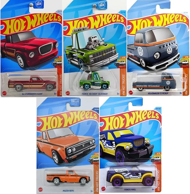 Hot Wheels Hot Trucks Die-Cast Cars, 5-Pack, Random Hot Trucks Collection, Random Trucks (Styles May Vary)