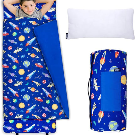 Wildkin Kids Original Nap Mat – Cozy Kids Sleep Mat with Pillow, Ideal for School & Travel - Out of This World