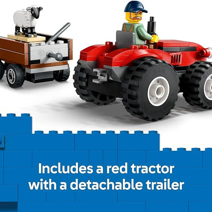 LEGO City Red Farm Tractor with Trailer & Sheep Toddler Learning Toy - Farm Toy with Tractor and Animal Figurines - Birthday Gift for Kids and Preschool Boys & Girls, Ages 4+ - 60461