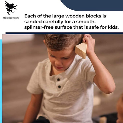 Standard Unit Building Blocks for Toddlers with Storage Tray (64 Pcs) Sanded Wood Blocks for Children, Original STEAM, and STEM Learning, Classic Wooden Toys for Kids Parties and Classrooms