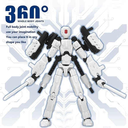 (Assembly Completed) 8 inch T13 Action Figure Set,T 13 Action Figure Multi-Articular Mobile Robot Nova T-13,Desktop Decorations for Game Lovers Toys (White)