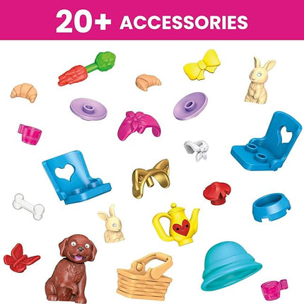 MEGA Construx Barbie Kids Building Toy Set, Adventure DreamCamper with 123 Pieces, 2 Micro-Dolls, Furniture and Accessories, Pink, Ages 5+ Years