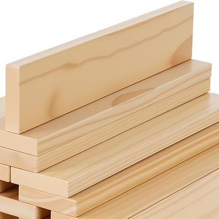 Large Open Ended Wooden Building Blocks for Kids 44 lb, 19.7″ Giant Natural Pine Rectangular Wood Building Toys 32pcs，XXL STEM Construction Toys for Toddlers, Birthday Gift for Kids Ages 4-12 (Large)