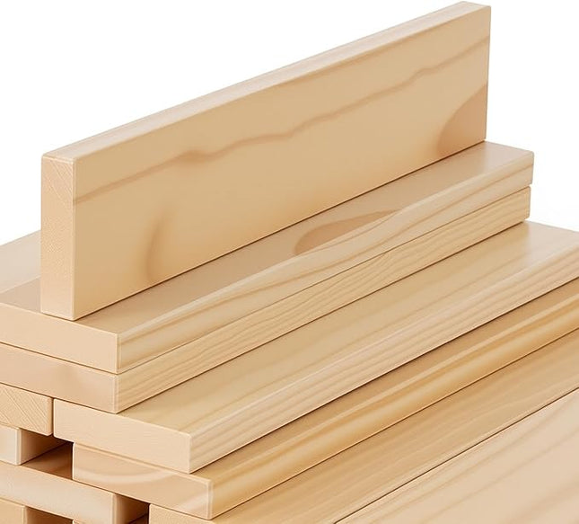 Large Open Ended Wooden Building Blocks for Kids 44 lb, 19.7″ Giant Natural Pine Rectangular Wood Building Toys 32pcs，XXL STEM Construction Toys for Toddlers, Birthday Gift for Kids Ages 4-12 (Large)