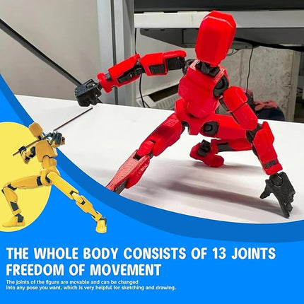 MerryXD T13 3D Action Figure,Assembly Completed Dummy Nova Titan Lucky 13 Action Figure 3D Printed Multi-Jointed Movable Toy Red