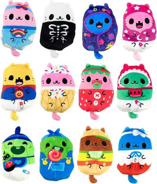 Cats vs Pickles Kittens vs Gherkins - Mystery Bags - 6pk - 3" Squishy Bean Filled Plushies! Collect These as Stocking Stuffers, Fidget Toys, or Sensory Toys - Great for Kids, Boys, & Girls Set B
