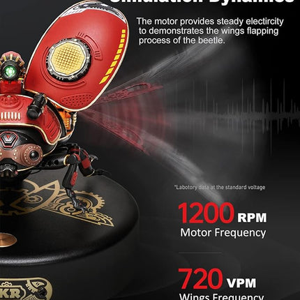 ROKR 3D Metal Model Kits for Adults Scout Beetle - 147PCS 3D Metal Puzzle Electric Mechanical Plastic Building Kit Hobby Kit Gift for Adults