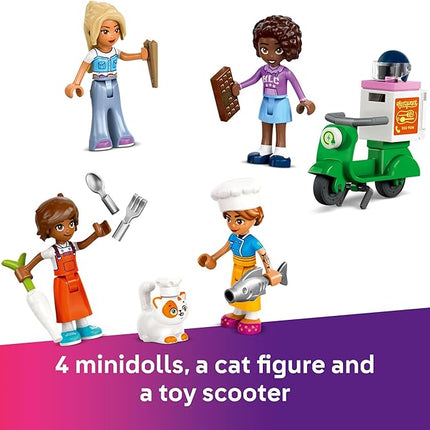 LEGO Friends Restaurant and Cooking School Toy Building Set - Restaurant Pretend Play Set for Kids, Girls and Boys, Ages 8+ - with 4 Minidolls, Cat Figure, and Scooter - Gift Idea for Birthday - 42655