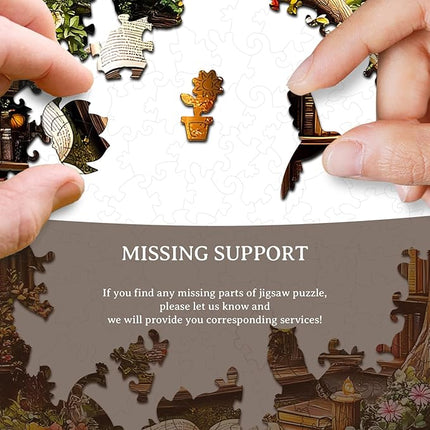 KAAYEE Wooden Puzzles for Adults, 3D Visual Effect Tree House Library Wooden Jigsaw Puzzle Unique Shape Wood Puzzle Adult, 3D Effect Flat Puzzle Birthday Family Games (S-8.5 * 8.5 in-100pcs)