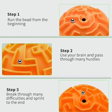 2 Pack 3D Maze Puzzle Ball - Brain Teaser Game, Gravity Memory Cube - Educational Toy Gifts for Students, Teens, Adults - Orange and Blue